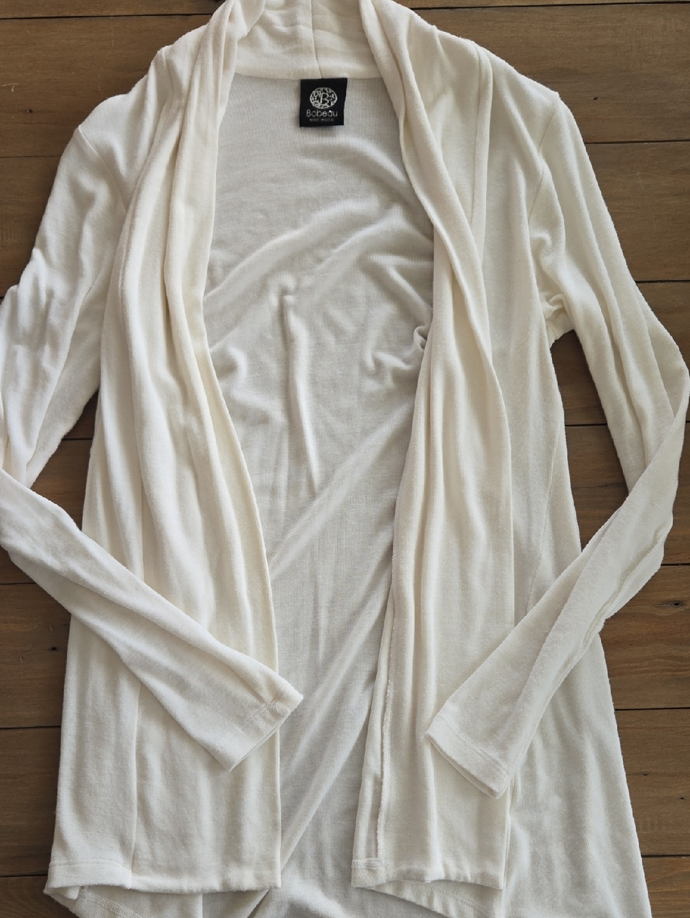 Bobeau Cream Open-Front Lightweight Sweater Cardigan